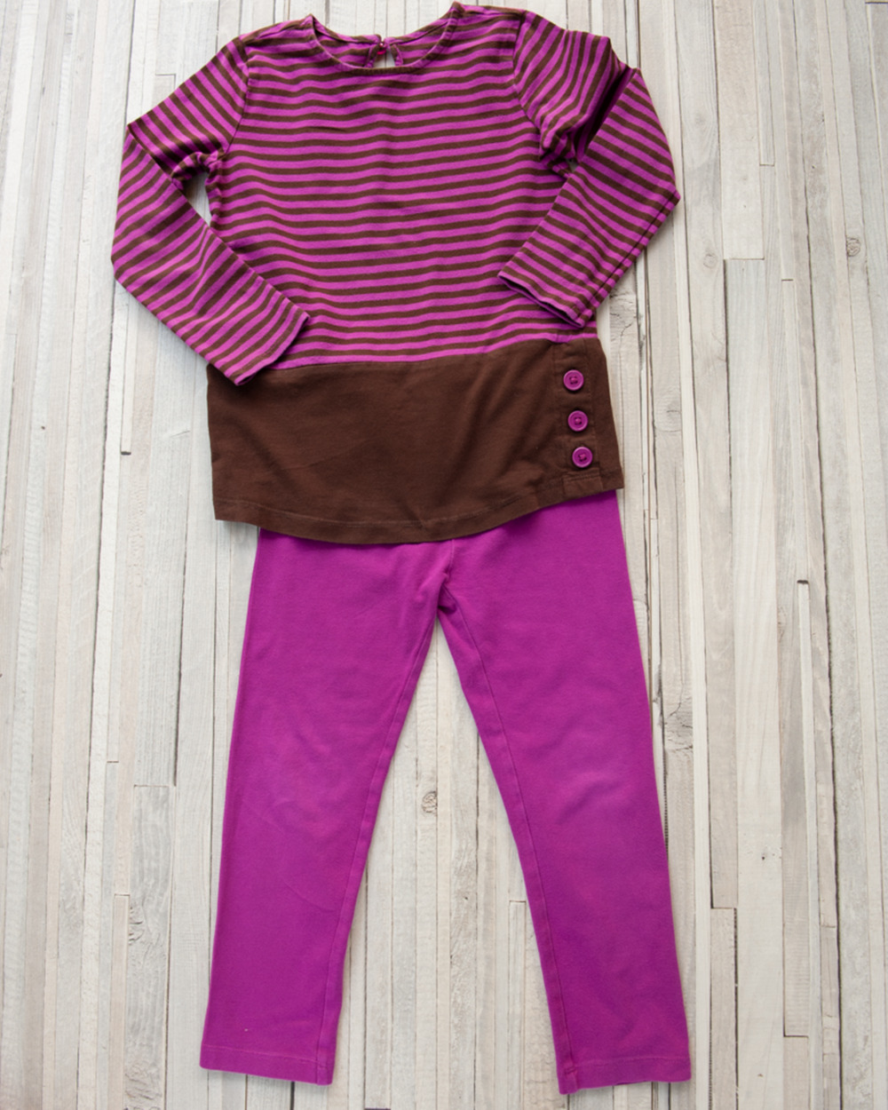 J. Khaki Striped Magenta/ Brown Outfit, Size 5